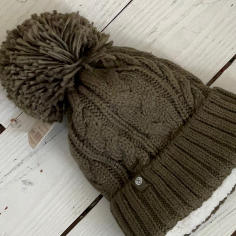 Olive Green Lined Knit Hat